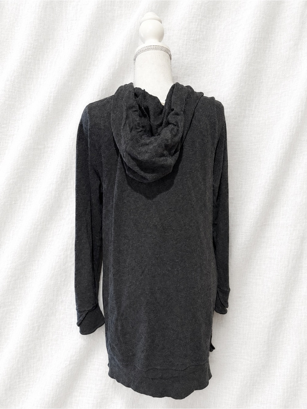 Women's Charcoal Hooded Lightweight Pullover - Picture 3 of 3